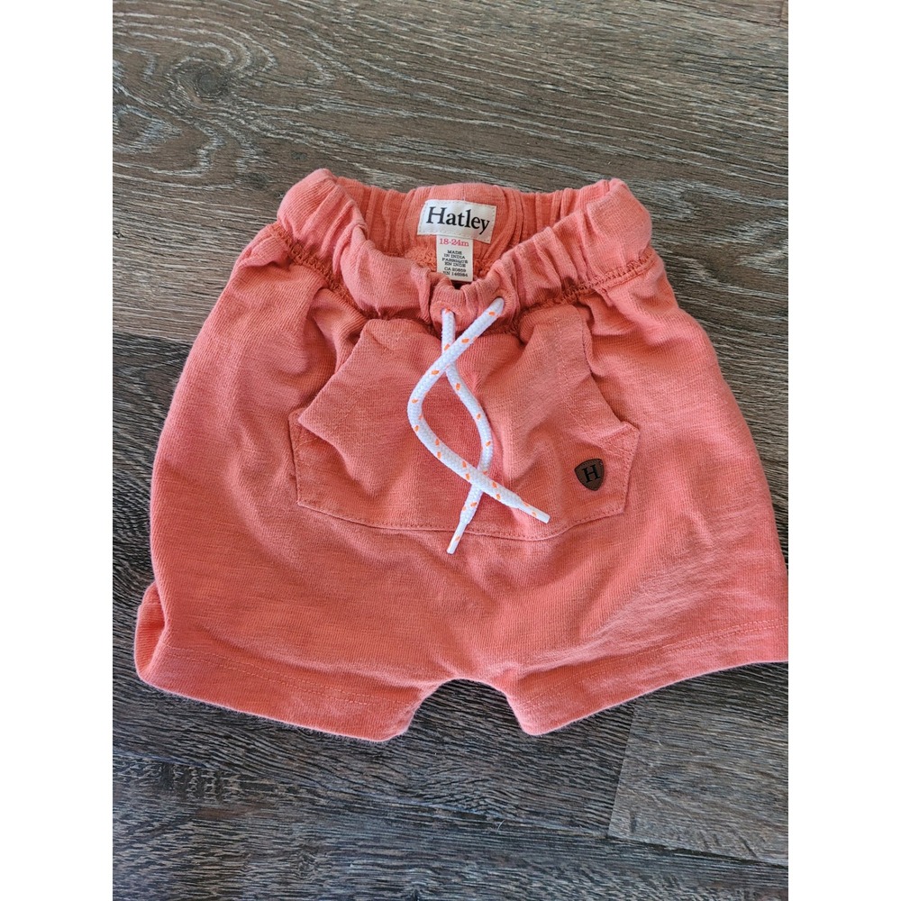 Hatley Baby Girls Coral Pink Jersey Cotton Kangaroo Pocket Shorts 18-24M #R